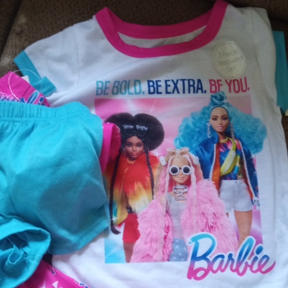 Barbie Graphic Tee and Shorts ,Long Pants Sleepwear Set